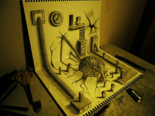 Illustration for article titled Beautiful Sketches That Turn into 3-D Illusions on the Page